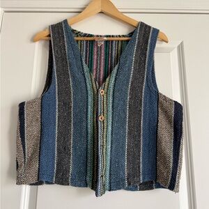 Striped Blue and Gray Unisex Vintage Native Vest